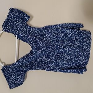 Blue flowered Old Navy off the shoulder shirt